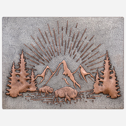 Copper Backsplash (Rising Sun Behind the Buffaloes, Silver&Copper Color)