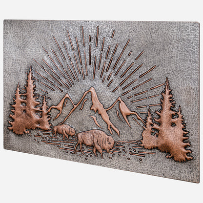 Copper Backsplash (Rising Sun Behind the Buffaloes, Silver&Copper Color)