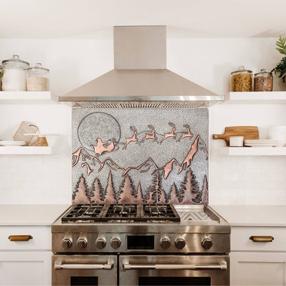 Santa Claus and Reindeer Scene Backsplash Tile