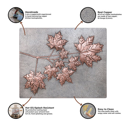 Maple Tree Branches Copper Backsplash Tile