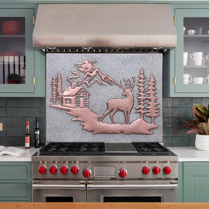 Cabin House Scene Kitchen Backsplash Tile