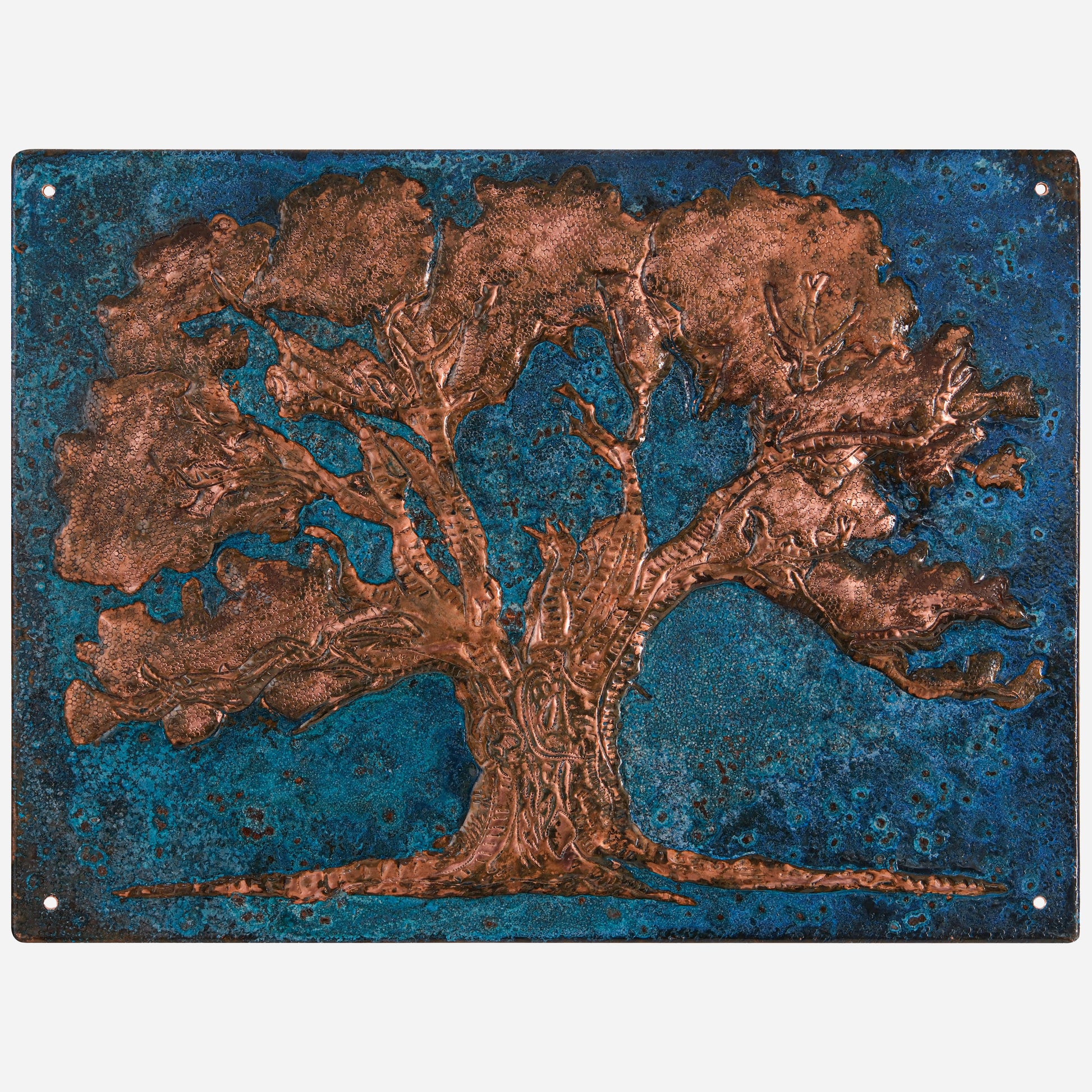 Copper Oak Tree Art Tile 11.9"x15.9" Blue - Natuross