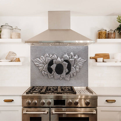 Copper Kitchen Backsplash (Sunflowers, Silver&Black Color)