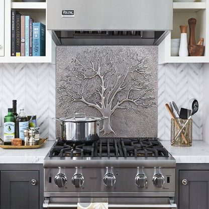 Copper Backsplash Panel (Tree of Life, Silver Color)