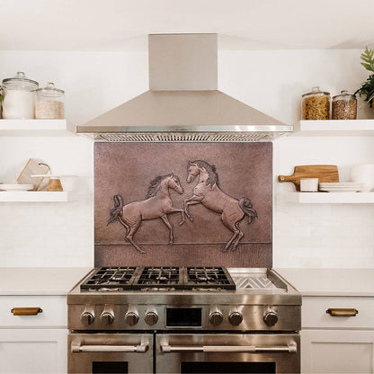 Copper Backsplash (Two Rearing Horses)