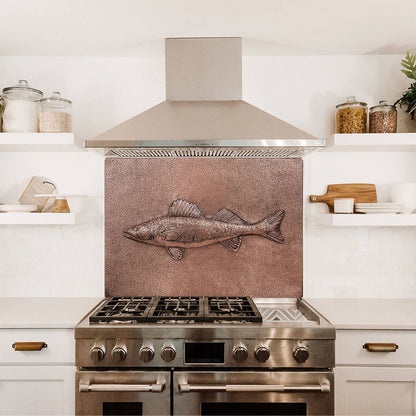 Copper Backsplash Panel (Striped Bass Fish)