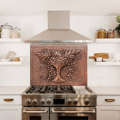 Copper Tuscan Backsplash (Grape Vines on a Plate)