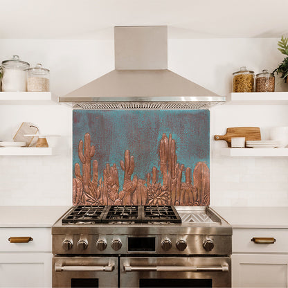 Copper Green Backsplash Cactuses