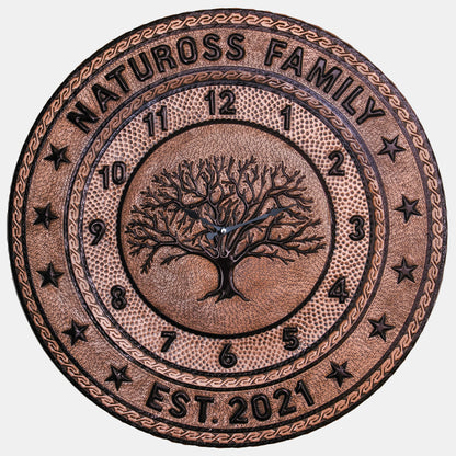 Personalized Copper Clock (Round, Tree of Life, Copper&Black Color)