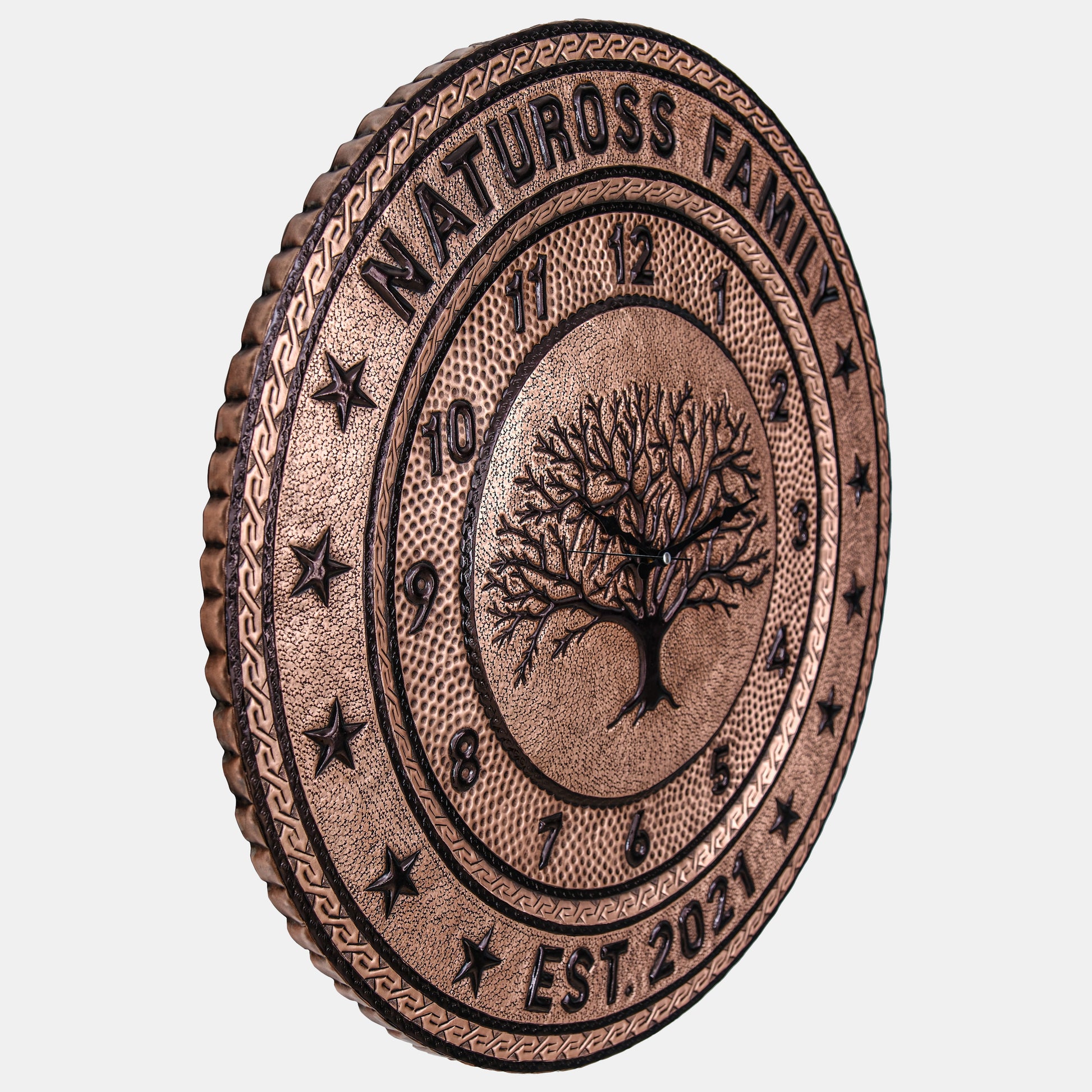 Personalized Copper Clock (Round, Tree of Life, Copper&Black Color)