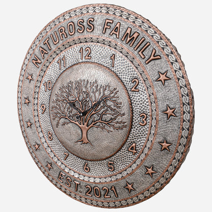 Personalized Copper Clock (Round, Tree of Life, Silver&Copper Color)