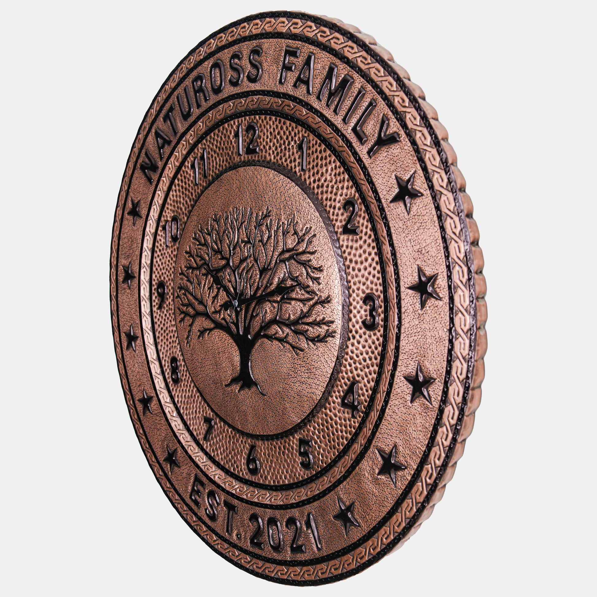 Personalized Copper Clock (Round, Tree of Life, Copper&Black Color)