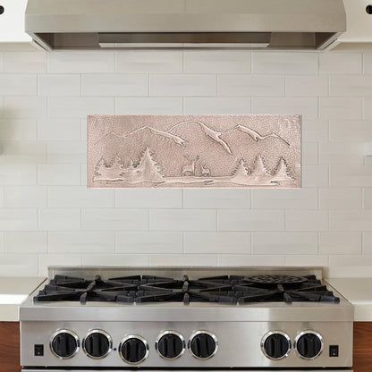 Deer Scene Copper Kitchen Backsplash Tile 10.4"x30.5" Gray - Natuross