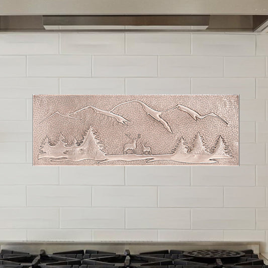 Deer Scene Copper Kitchen Backsplash Tile 10.4"x30.5" Gray - Natuross