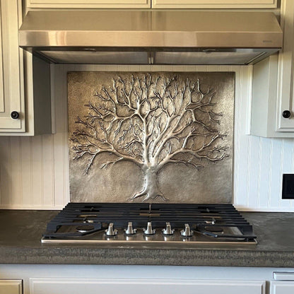 Copper Backsplash Panel (Tree of Life, Gray Color) - Natuross