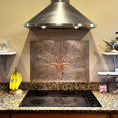 Copper Backsplash (Tree with Roots, Personalized, Gray&Copper Color) - Natuross