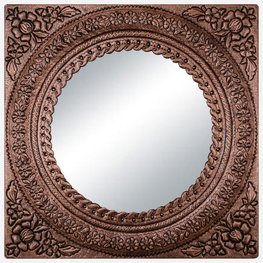 Copper Wall Mirror (Flowers)