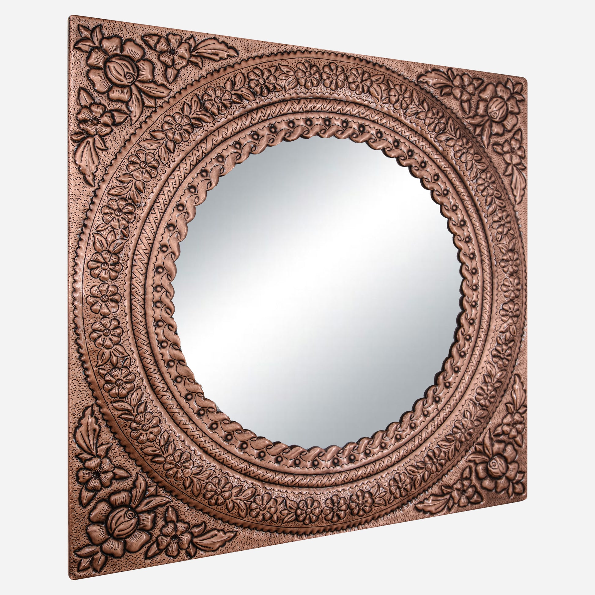 Copper Wall Mirror (Flowers)