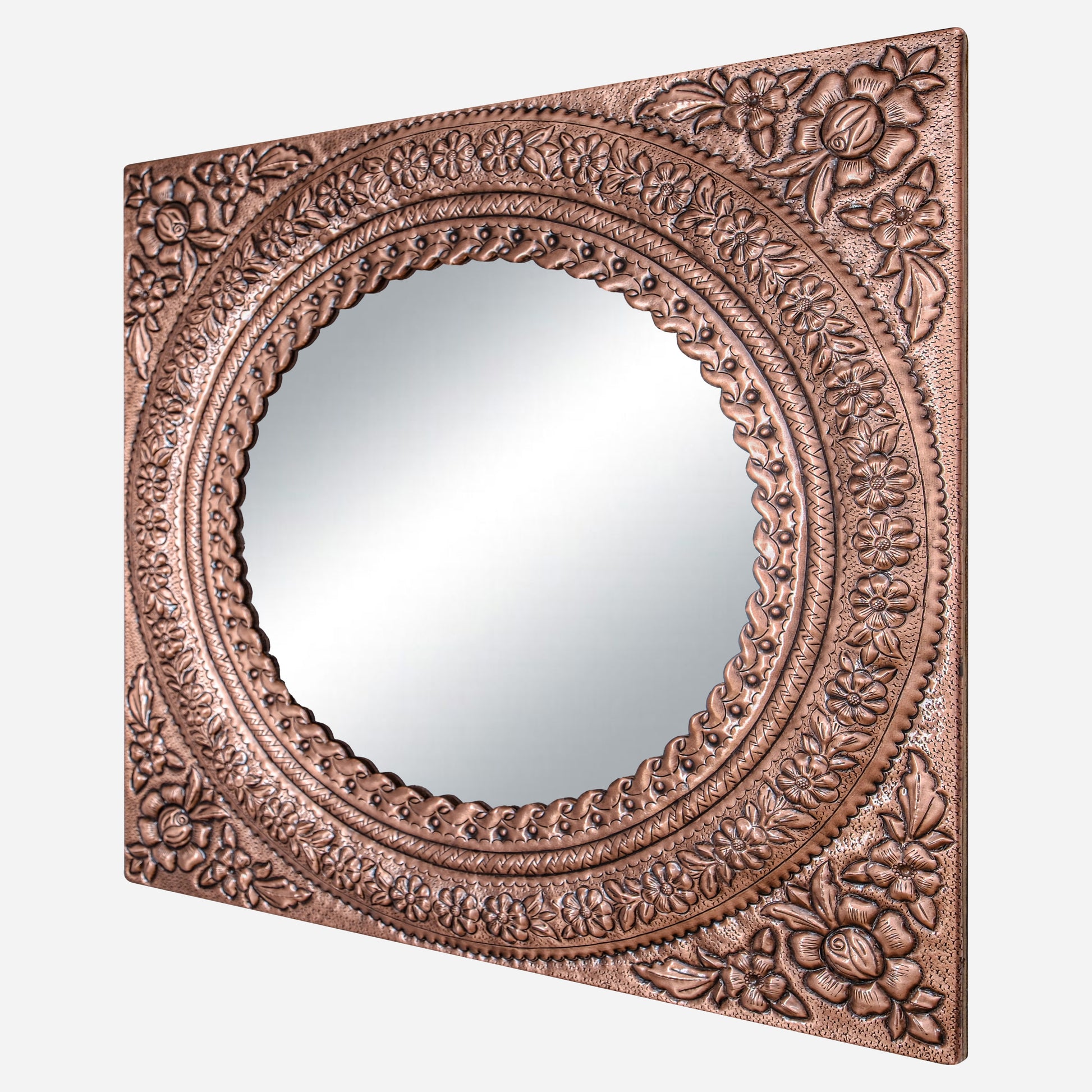 Copper Wall Mirror (Flowers)