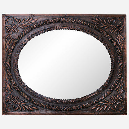 Copper Wall Mirror (Vertical&Horizontal, Flowers, Brown Patina)