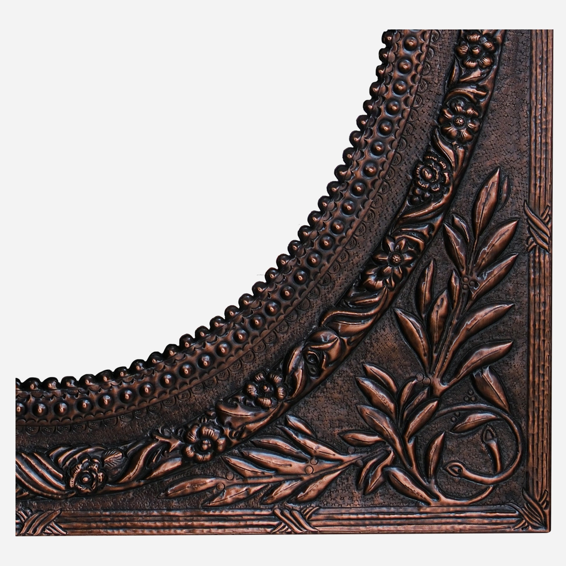 Copper Wall Mirror (Vertical&Horizontal, Flowers, Brown Patina)