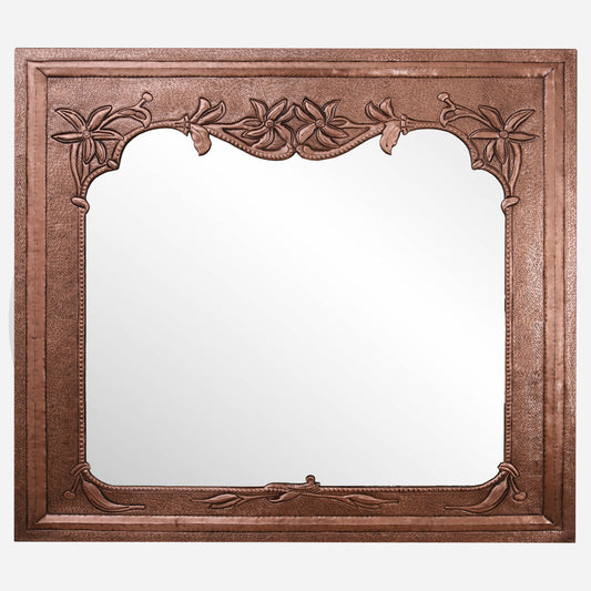 Copper Wall Mirror (Rectangular, Flowers)