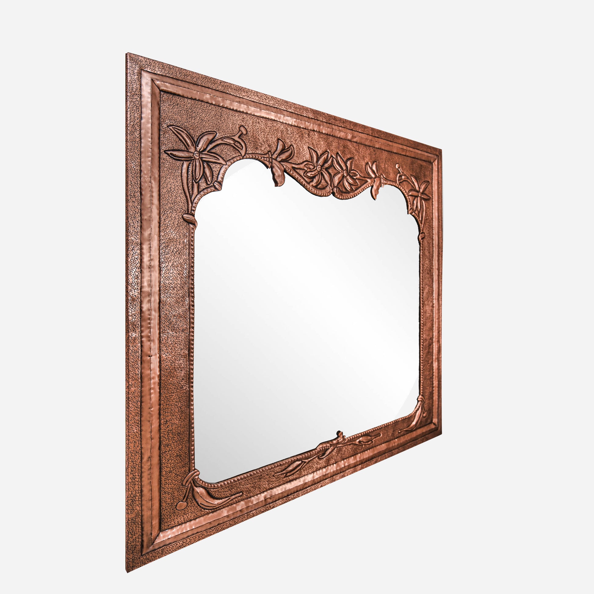 Copper Wall Mirror (Rectangular, Flowers)