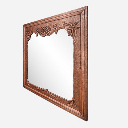 Copper Wall Mirror (Rectangular, Flowers)