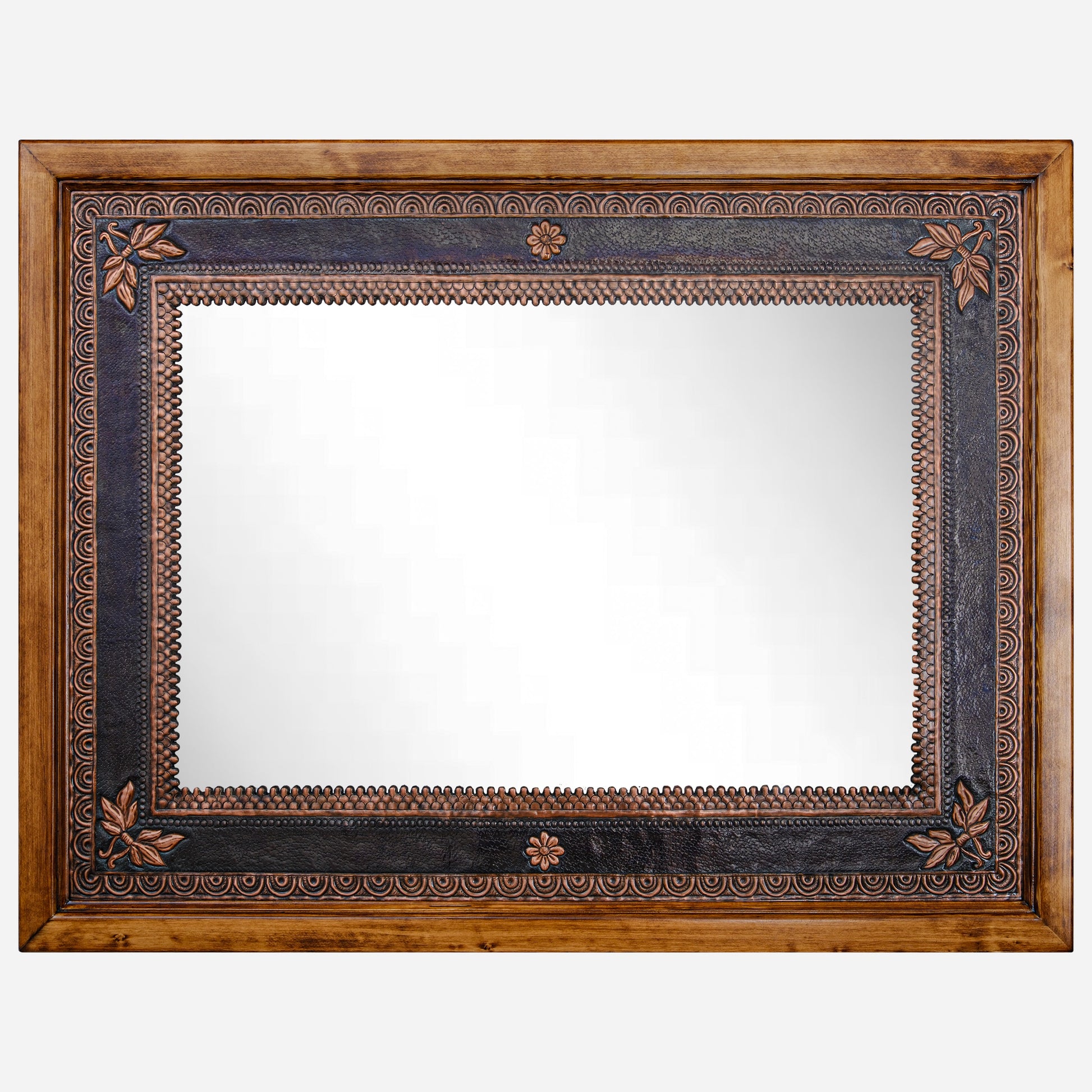 Copper Wall Mirror (Vertical&Horizontal, Victorian Style Floral Frame, Black&Copper Color)