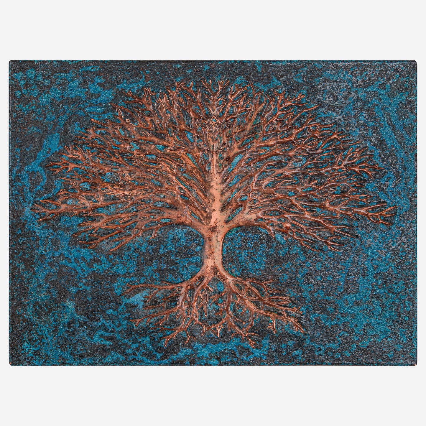 Copper Tree with Roots Art Tile 11.9"x15.9" Blue - Natuross