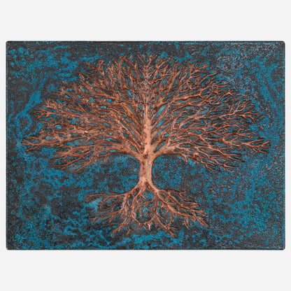 Copper Tree with Roots Art Tile 11.9"x15.9" Blue - Natuross