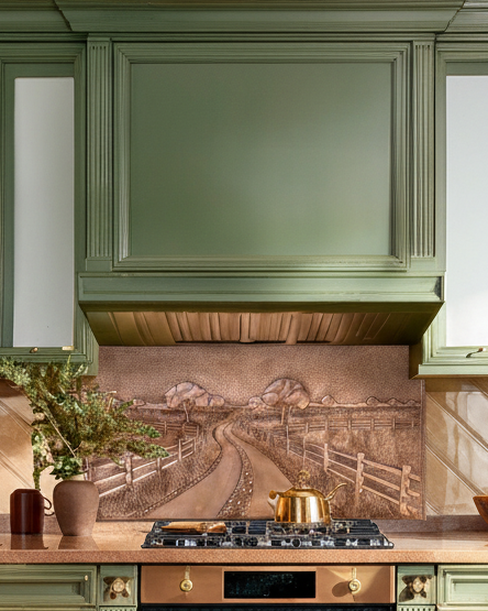 Country Road with Fence Copper Panel