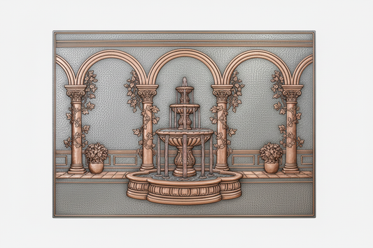 Courtyard Fountain Scene Panel