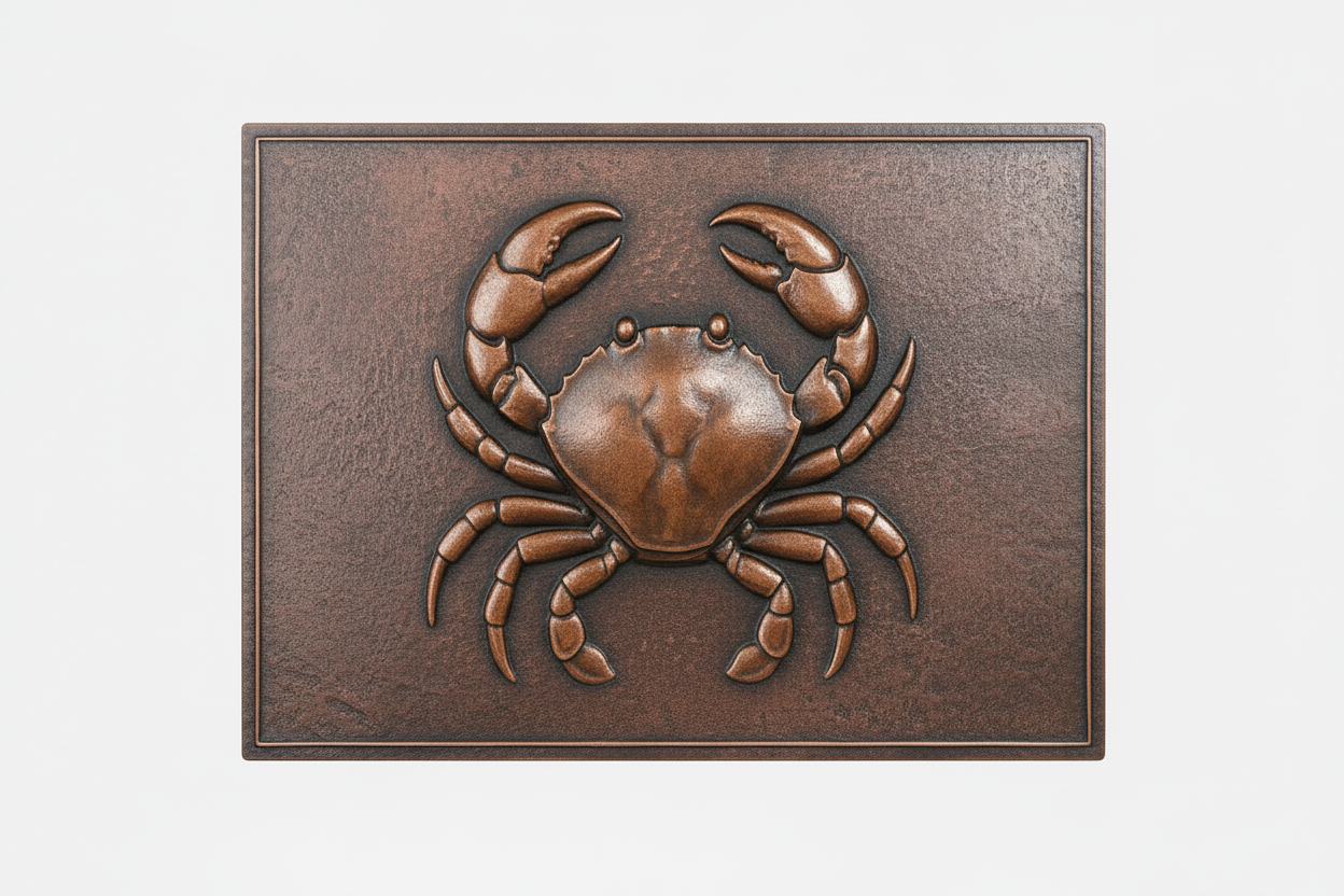 Crab Relief brown patina panel