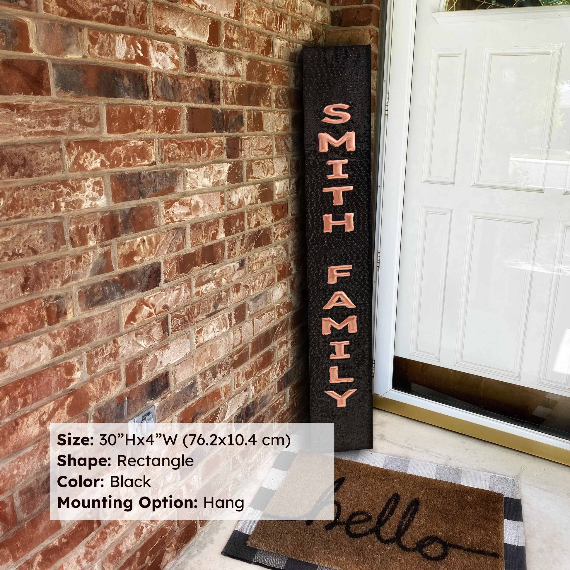 Vertical Family Name Sign for Front Door - Natuross