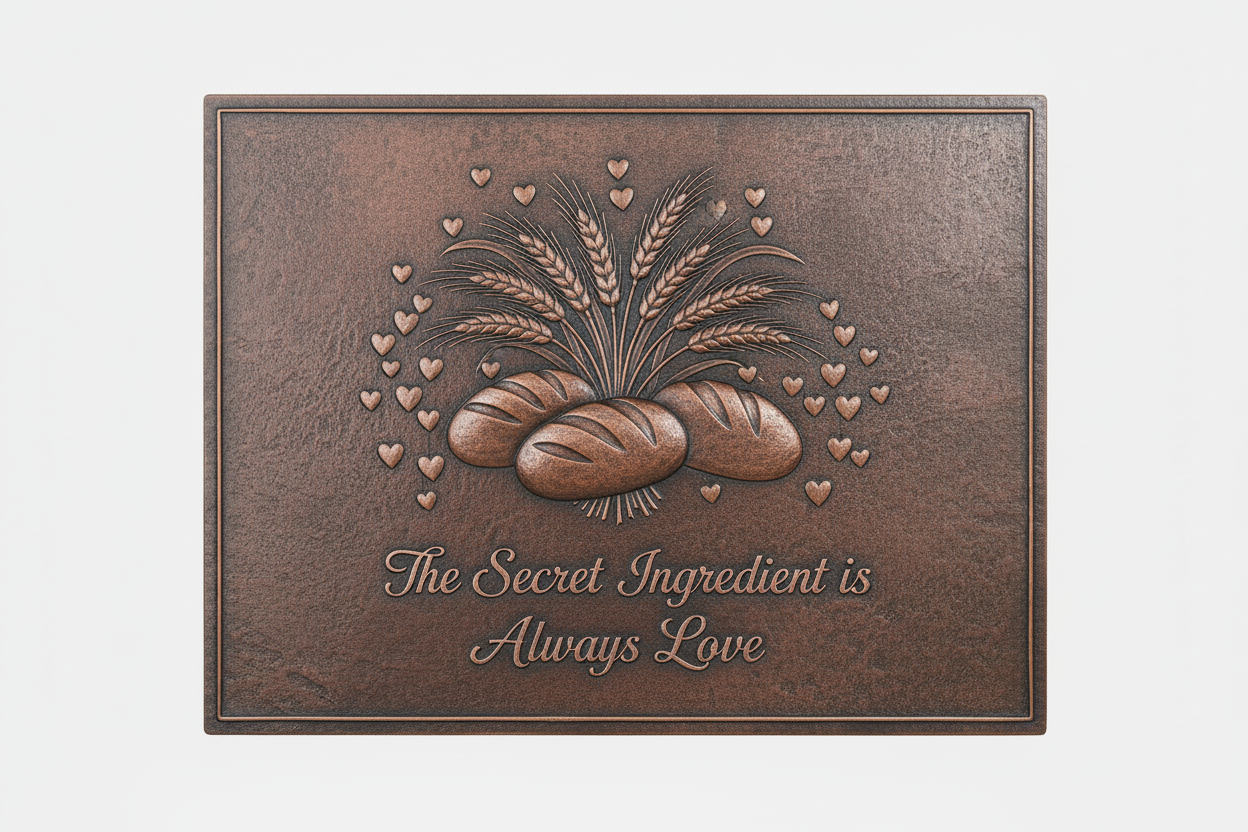 Custom Quote Bread & Wheat brown patina panel