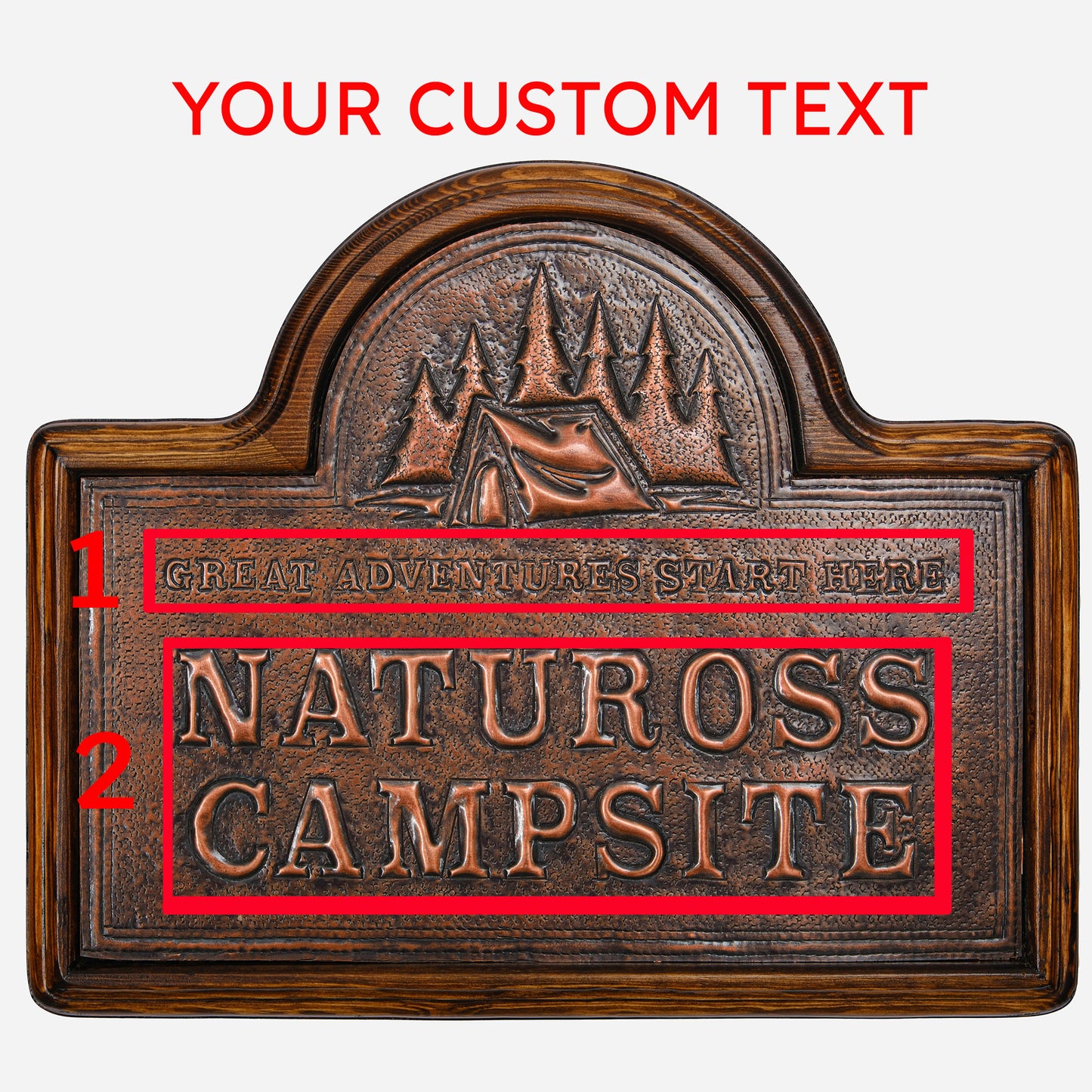 Custom Camping Sign (Tent and Pine Trees) - Natuross