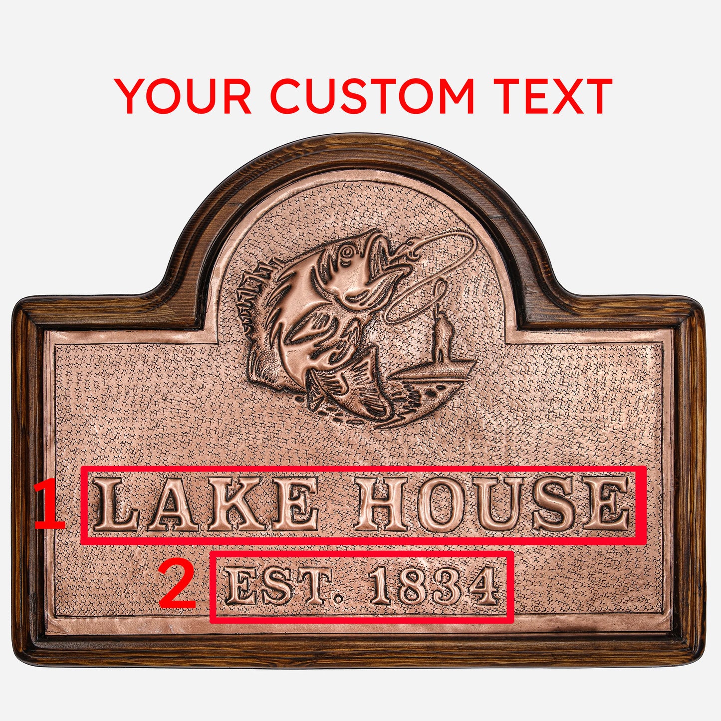 Copper Lake House Sign (Largemouth Bass Fish and Fisherman) - Natuross