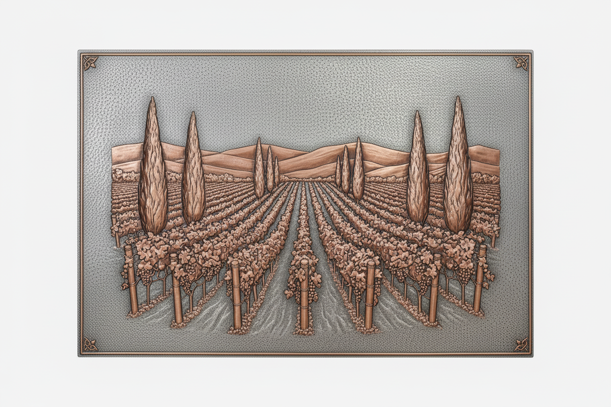 Cypress-Lined Vineyard Panel