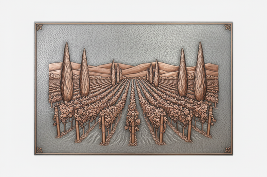 Cypress-Lined Vineyard Panel