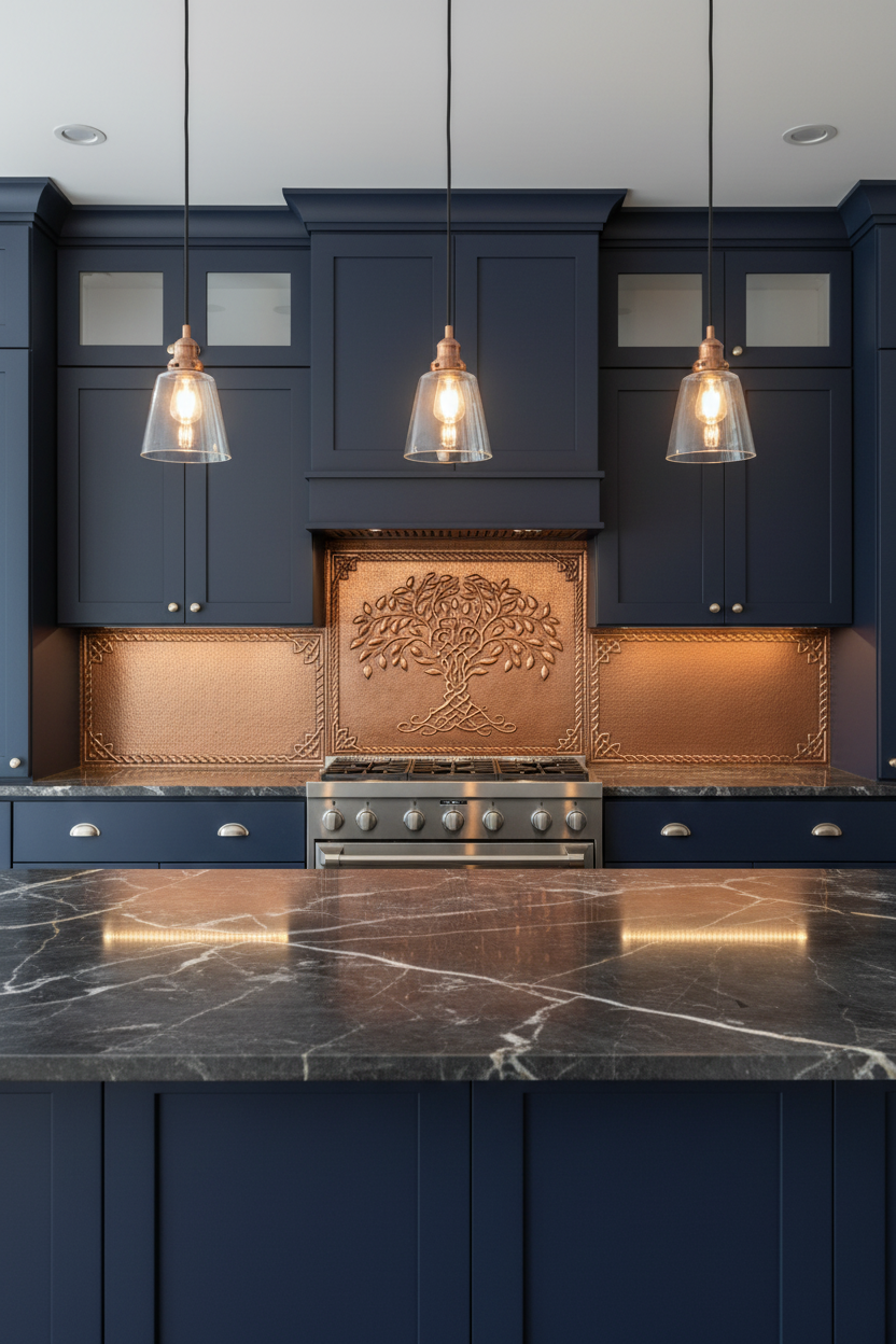 Dark Navy Kitchen — Celtic Knot Panel Set