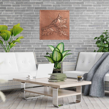 Copper Cardinal Bird Wall Art 19.7"x19.7" - Natuross