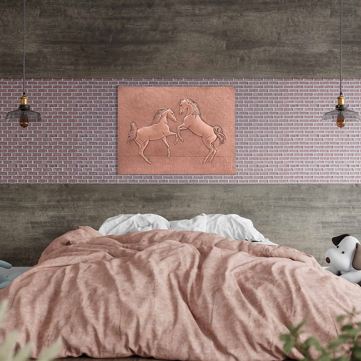 Copper Rearing Horses Wall Art 17.9"x23.6" - Natuross