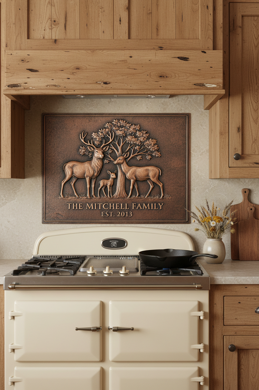 Deer Family - rustic farmhouse kitchen