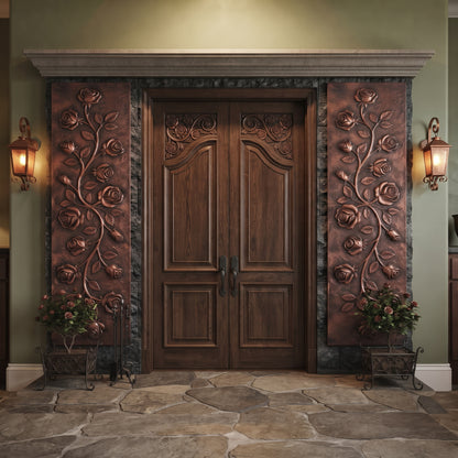 Rose Vine Copper Panel Pair
