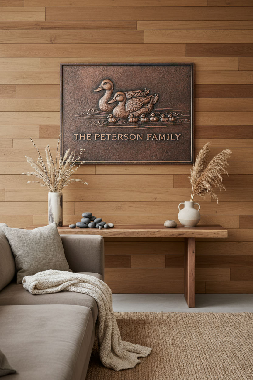 Duck Family - modern rustic family room