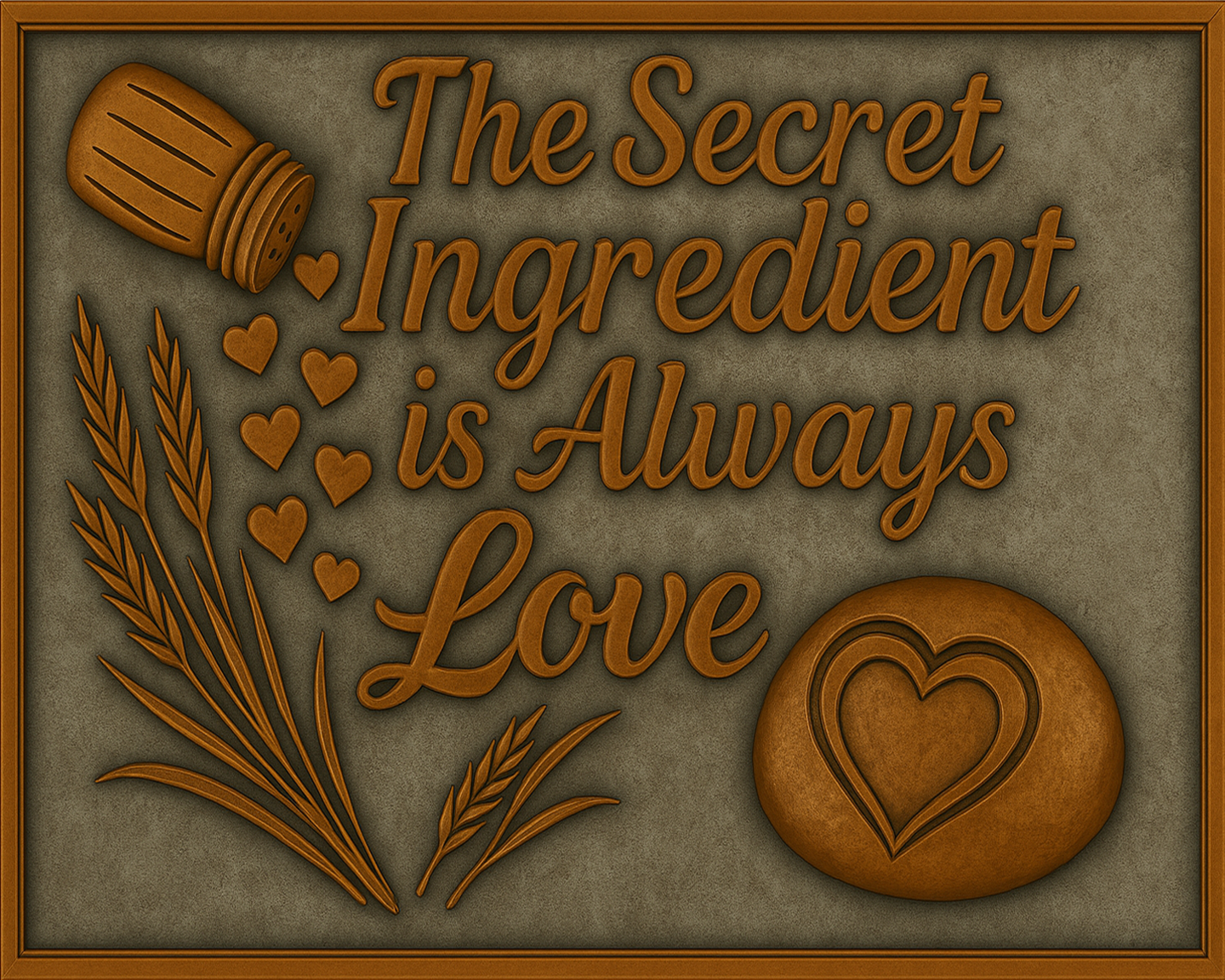 Custom Quote Copper Backsplash – Handmade Bread & Wheat Design