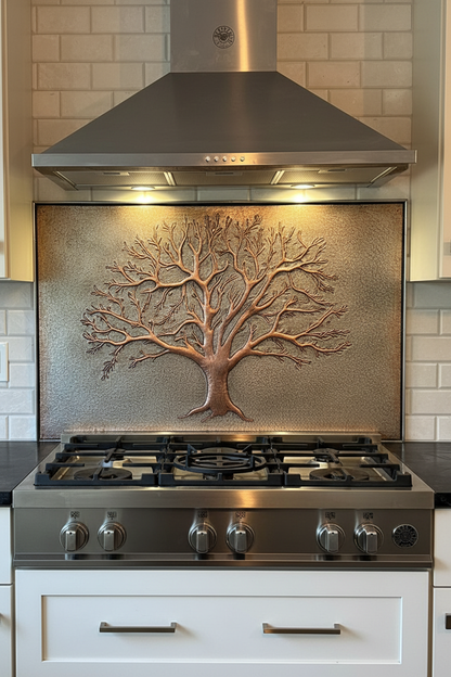 Eternal Tree Copper Backsplash Gray & Copper - close-up front view