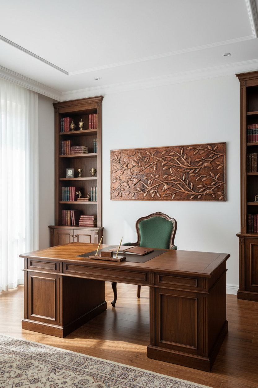 Fire Copper Tree Branches Panel Home Office Wall Art Portrait