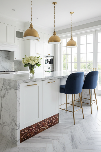 Fire Copper Tree Branches Panel Kitchen Island Toe Kick Portrait High Detail Decorated